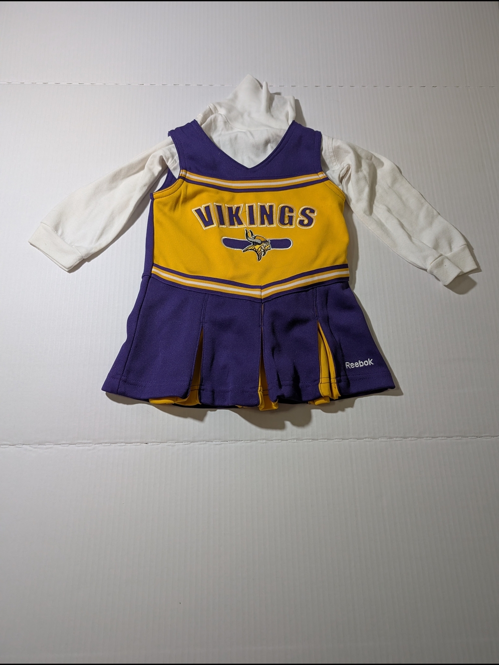 Reebok Kids Vikings Purple & Gold Cheer Dress with White Turtleneck